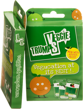 A pack of Veggie Trumps cards
