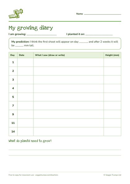Preview of Growing diary