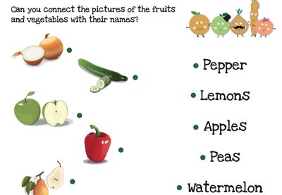 Preview of the Spaghetti Fruit and Vegetable Worksheet worksheet